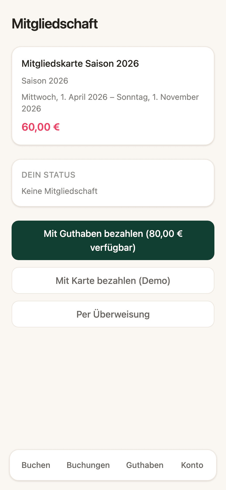 Mitgliedskarte kaufen und verlängern